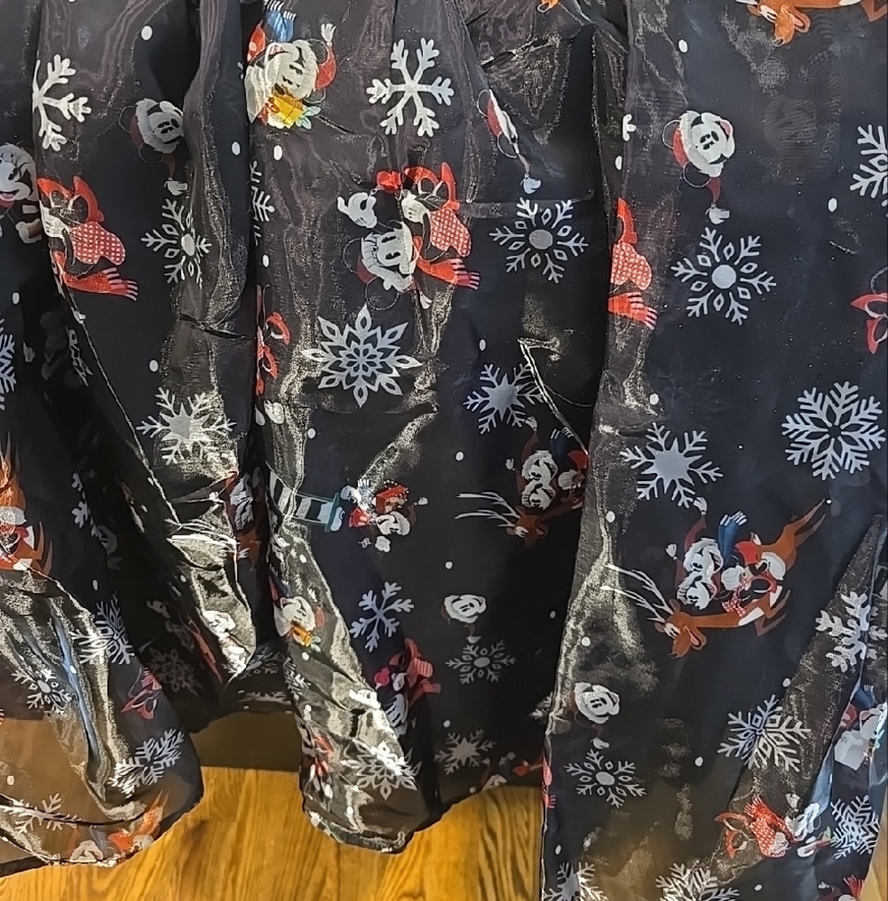 1950s Velvet & Faux Fur Christmas Disney Swing Dress - Black with Holiday Print - Picture 3 of 4